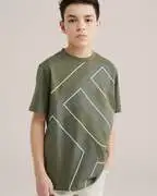 WE Fashion Póló  khaki / sötétzöld / fehér termék 2. képe