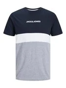 Jack & Jones Plus Póló 'JJEReid'  tengerészkék / szürke melír / fehér akciós termékkép 1