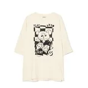 Cropp - Nyomott mintás oversize póló - cream akciós termékkép 1