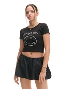 Cropp - Nyomott mintás fekete póló Nirvana - fekete termék 2. képe