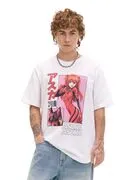 Cropp - Nyomott mintás fehér póló Neon Genesis Evangelion - fehér termék 2. képe
