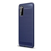 Motorola Moto G7, TPU szilikon tok, közepesen ütésálló, szálcsiszolt, karbon minta, sötétkék akciós termékkép 1