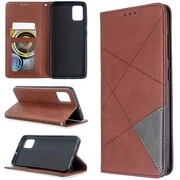 Nokia 1 Plus, Oldalra nyíló tok, stand, geometria minta, Wooze DesignBook, barna akciós termékkép 1