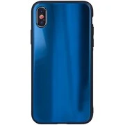 Samsung Galaxy S20 Ultra 5G SM-G988, Szilikon védőkeret, edzett üveg hátlap, Aurora Glass, sötétkék akciós termékkép 1
