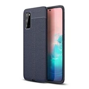 Xiaomi Mi A3 Lite, Szilikon tok, bőrhatású, varrásminta, sötétkék akciós termékkép 1