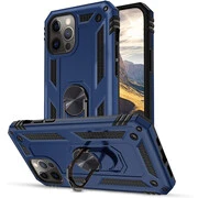 Samsung Galaxy A21 SM-A210F, Műanyag hátlap védőtok, közepesen ütésálló, szilikon belső, telefontartó gyűrű, Defender, sötétkék akciós termékkép 1