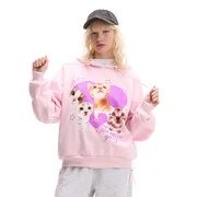 Cropp - Sweatshirt mit Katzen - pasztellpink akciós termékkép 1
