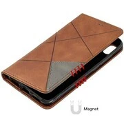 Samsung Galaxy A11 / M11 SM-A115F / M115F, Oldalra nyíló tok, stand, geometria minta, Wooze DesignBook, barna termék 2. képe