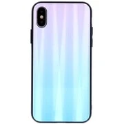 Huawei P40, Szilikon védőkeret, edzett üveg hátlap, Aurora Glass, kék/pink akciós termékkép 1