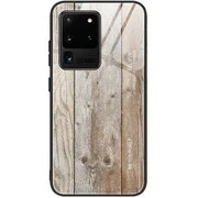 Apple iPhone 11 Pro Max, Szilikon védőkeret, edzett üveg hátlap, fa minta, Wooze Wood, világosbarna akciós termékkép 1