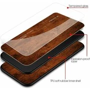Apple iPhone XS Max, Szilikon védőkeret, edzett üveg hátlap, fa minta, Wooze Wood, világosbarna termék 2. képe