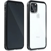 Samsung Galaxy A11 / M11 SM-A115F / M115F, Alumínium mágneses védőkeret, elő- és hátlapi üveggel, Magnetic Full Glass, átlátszó/fekete akciós termékkép 1