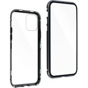 Samsung Galaxy A11 / M11 SM-A115F / M115F, Alumínium mágneses védőkeret, elő- és hátlapi üveggel, Magnetic Full Glass, átlátszó/fekete termék 2. képe