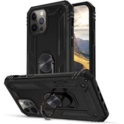 LG K52 / K62, Műanyag hátlap védőtok, közepesen ütésálló, szilikon belső, telefontartó gyűrű, Defender, fekete akciós termékkép 1