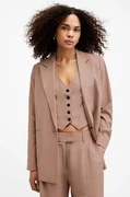 AllSaints blézer vászonkeverékből DERI LYN barna, sima, oversize, WT521Z akciós termékkép 1