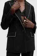 AllSaints blézer gyapjú keverékből ATLAS KRYS BLAZER fekete, sima, egysoros gombolású, W005QB termék 2. képe