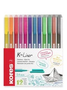  Tűfilc készlet, 0,4 mm, KORES "K-Liner", 12 különböző szín akciós termékkép 1