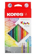  Színes ceruza készlet, háromszögletű, KORES "Kolores Style", 15 különböző szín akciós termékkép 1