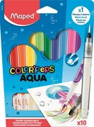  Akvarell filctoll készlet, 3,6 mm, ecsettel, MAPED "Color'Peps Aqua", 10 különböző szín akciós termékkép 1