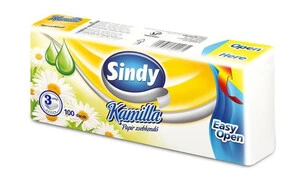 Papír zsebkendő, 3 rétegű, 100 db, "Sindy", kamilla akciós termékkép 1