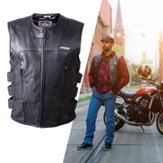 Bőr motoros mellény W-TEC Trabacho  fekete  M akciós termékkép 1