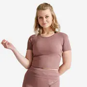 Női crop top póló fitneszhez, 520-as, barna Domyos akciós termékkép 1