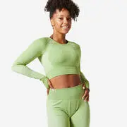 Női fitnesz hosszú ujjú crop póló, varrás nélküli - 900-as Domyos akciós termékkép 1