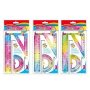  Vonalzókészlet, 20 cm, flexibilis vonalzó, szögmérő, derékszög vonalzó, 3 db/bliszter Keyroad Flex Draw vegyes színek akciós termékkép 1
