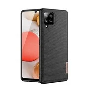 Samsung Galaxy A42 5G / M42 5G SM-A426B / M426B, Műanyag hátlap védőtok + szilikon keret, fényvisszaverő szövet hátlap, rács minta, Dux Ducis Fino, fekete akciós termékkép 1