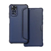 Xiaomi Redmi Note 11 / Note 11S, Oldalra nyíló tok, légpárnás sarok, bőrhatású, karbon minta, Razor Book, kék akciós termékkép 1