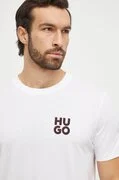 HUGO pamut póló 2 db fehér, nyomott mintás termék 2. képe