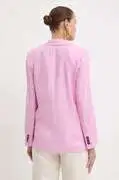 Marella len blézer rózsaszín, sima, egysoros gombolású, 2413041094200 termék 2. képe