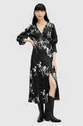 AllSaints ruha ANI IONA DRESS fekete, midi, harang alakú, W003DA akciós termékkép 1