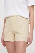 Pepe Jeans rövidnadrág női, bézs, sima, magas derekú akciós termékkép 1
