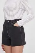 Pepe Jeans farmer rövidnadrág női, fekete, sima, magas derekú akciós termékkép 1