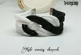Fekete fehér paracord karkötő díszes csomóval akciós termékkép 1