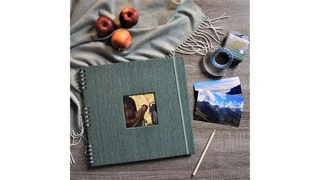 Spirál fotóalbum 30x30/40 oldal CANVAS zöld akciós termékkép 1